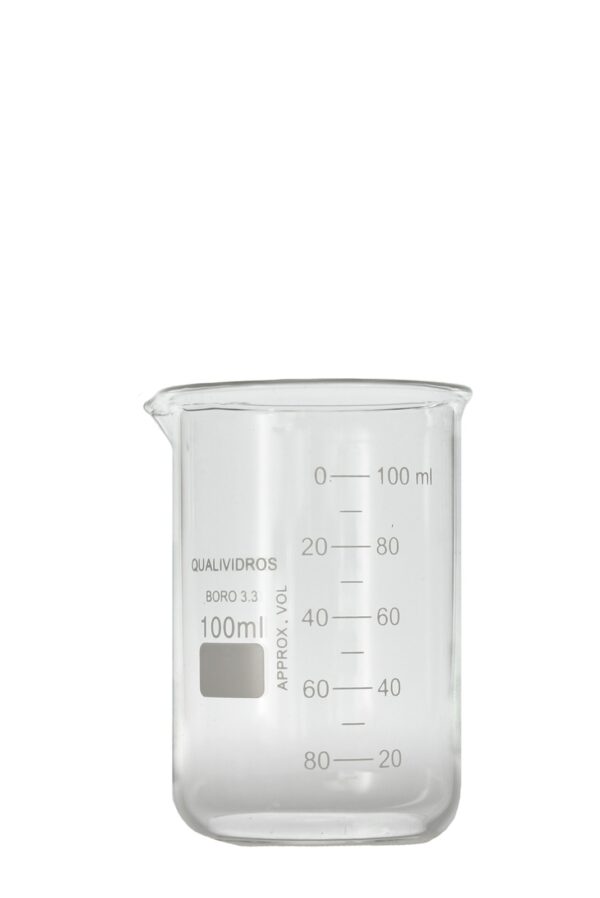 BECKER DE VIDRO GRADUADO FORMA BAIXA 100 mL