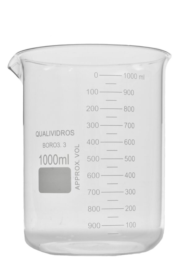 BECKER DE VIDRO GRADUADO FORMA BAIXA 1000 mL