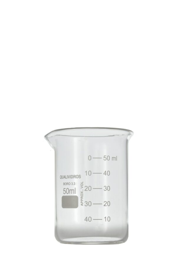 BECKER DE VIDRO GRADUADO FORMA BAIXA 50 mL