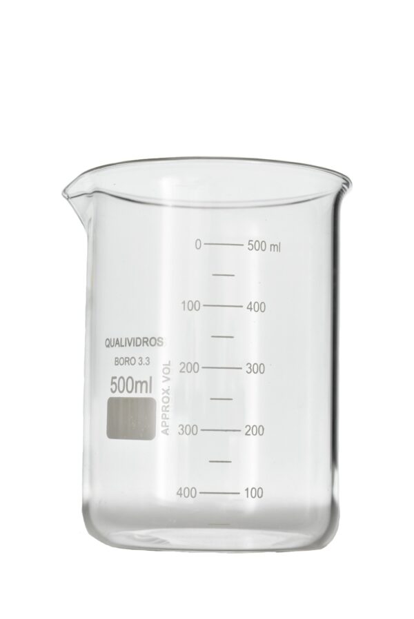 BECKER DE VIDRO GRADUADO FORMA BAIXA 500 mL